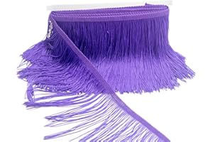 KUYLENT 6.5 Yard 6 Inches Polyester Fringe Trim Lace Chainette Tassel Fringe Trimming for Latin Dress Stage Clothes Lamp Shade Decoration DIY (Purple)