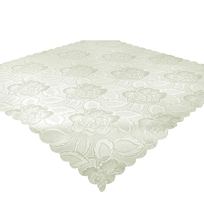 Tischdecke Sofia, Mitteldecke in 80x80 cm, weiß-Ecru, Strukturgewebe mit Muschelborte, der Klassiker für das ganze Jahr