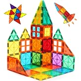 FNJO Magnetic Tiles, 52 PCS Magnet Building Set, Magnetic Building Blocks,Construction STEM Toys for Kids