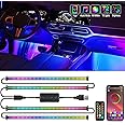 Nilight 72 LED USB Interior Strip Lights Dream Color RGB-IC 12V DC with App RF Remote Control Multicolor Footwell Under Dash Chasing Inside Light Kits 2 Lines Music Sync Mode for Cars Truck ATV UTV