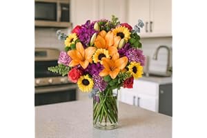 BloomsyBox – Bright Moments (Glass Vase Included) – Fresh Flowers for Delivery – Gift for Birthday, Anniversary, Get Well, Congratulations, Wedding