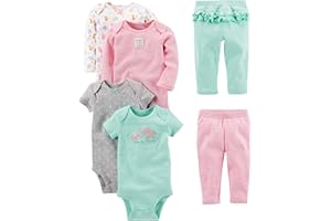 Simple Joys by Carter's baby-girls 6-piece Bodysuits (Short and Long Sleeve) and Pants Set