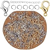 210Pcs Lobster Clasps Set Metal Alloy Small Lobster Claw Clasps Lobster Clip for Handmade Necklace DIY Bracelet Jewelry Making Accessories Jewelry Findings Making Fastener Hook (Silver, Light Gold)