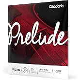 D'Addario Prelude Violin String Set, 4/4 Scale, Light Tension | Prelude violin strings provide warm tone, excellent bow response, durability and stable tuning for students.
