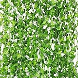 CQURE 36Pcs 252FT Artificial Ivy Garland Vines UV Resistant Green Leaves
