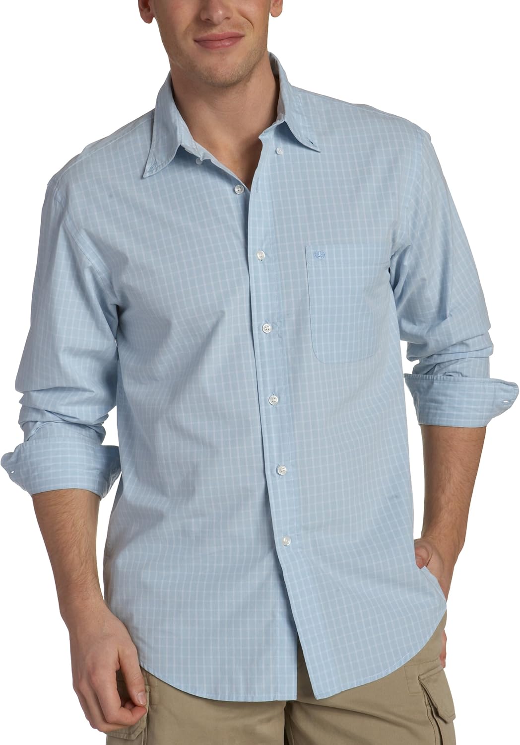 IZOD Men's Long Sleeve Buttondown Collar Saltwater Cotton Woven Shirt