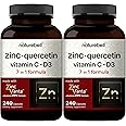 NatureBell 2 Pack Zinc Quercetin with Vitamin C & D3, 480 Capsules | Quercetin 1,000mg, 4 in 1 Zinc 50mg, Vitamin C 250mg, Vitamin D3 5,000 IU – ZincVanta Advanced Immune Defense & Lung Support