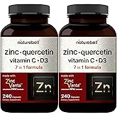 NatureBell Zinc Quercetin with Vitamin C & D3, 480 Capsules (2 Pack) | Quercetin 1,000mg + Zinc 50mg + Vitamin C 250mg + Vitamin D3 5,000 IU | 4-in-1 Advanced Immune & Lung Support | ZincVanta Formula