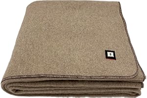 EKTOS 90% Wool Blankets, 90" x 66", Camping Blankets for Sleeping, Military Blanket (Light Brown)