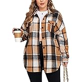ZOMVA 2025 Women's 1X-5X Plus Size Flannel Plaid Corduroy Shacket Jacket Oversized Button Down Coats Shirts Winter Fall