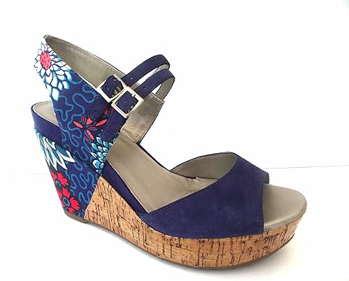 clarks blue suede wedge sandals