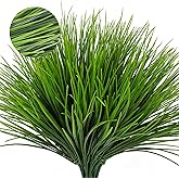 RECUTMS 12 Bundles Artificial Grasses Outdoor Plants Fake Wheat Grass Greenery Shrubs UV Resistant for Planters Wedding Indoor Outside Garden Porch Bathroom Home Office Window Box Decor(Green)