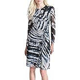 DKNY Womens Long Sleeve Jewel Neck Mini Sheath Dress
