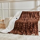 VIPBED Heated Blanket Twin Size, Warm Soft Faux Rabbit Fur Electric Blanket with 6 Heating Levels & 10 Hours Auto-Off, Fast Heating & Over-Heat Protection, Machine Washable - Brown, 62”x 84”