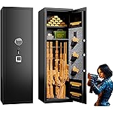 8-12 Fingerprint Gun Safe for Rifles and Pistols,No Assembly Required,Gun Safes for Rifle and Password Lock, Gun Cabinet for Home with Adjustable Shelves