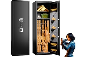 METALLITREND 8-12 Fingerprint Gun Safe for Rifles and Pistols,No Assembly Required,Gun Safes for Rifle and Password Lock, Gun Cabinet for Home with Adjustable Shelves
