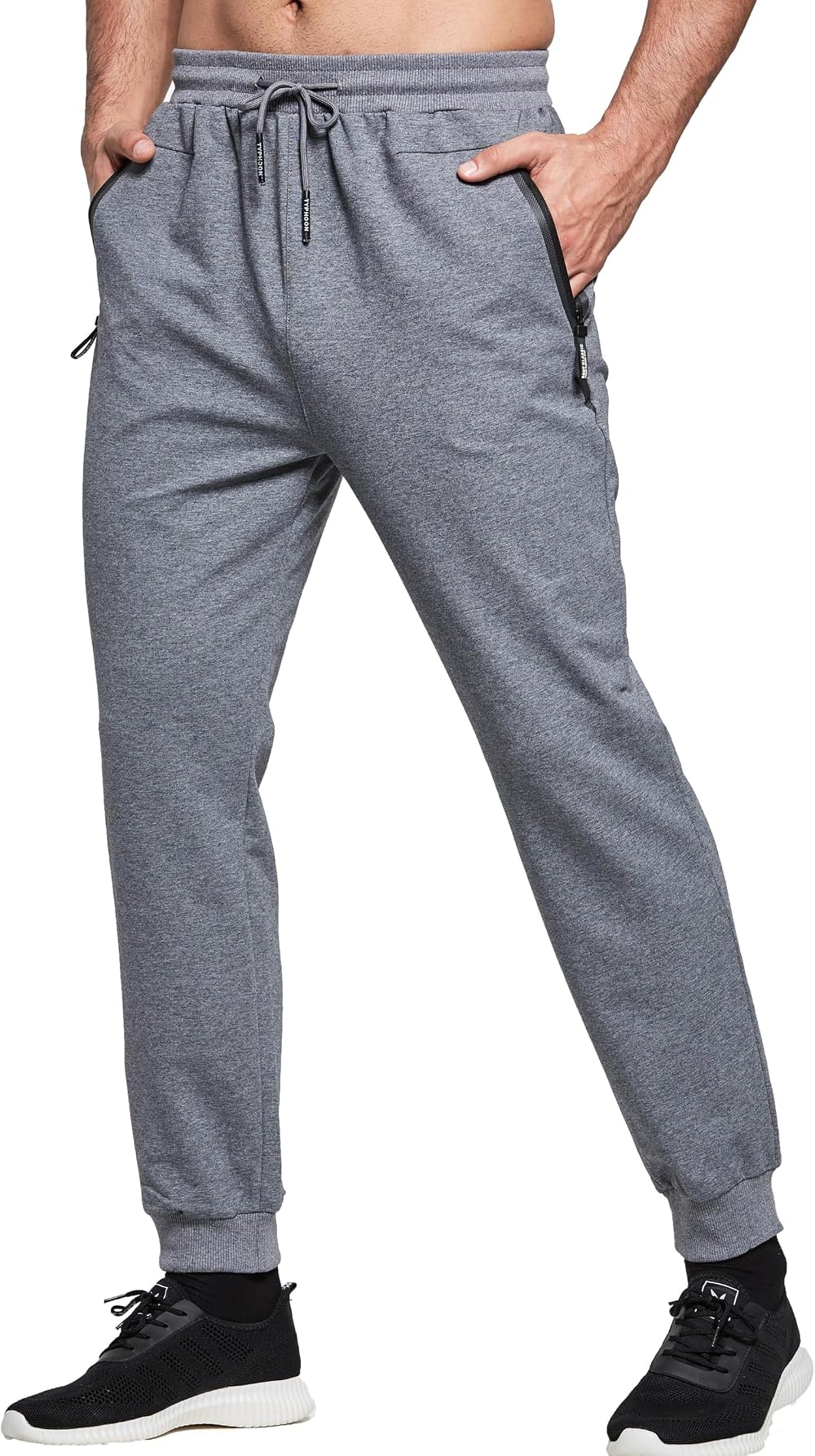 HCSS Mens Joggers Tracksuit Bottoms Dark Grey XXL with Zip Pockets Elastic Waist
