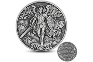 St. Michael Challenge Coin – Christian Collectible Angel Coin with Psalm 91:10-11, Guardian Protection Prayer Design, Include