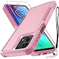 for Motorola Moto G Stylus 5G 2023 Case [Not fit G Stylus 5G 2022] with Tempered Glass Screen Protector, 2-in-1 Full Body Heavy Duty Rugged Shockproof Protective Phone Cover, Cute Pink