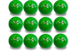 GBM GOLF BALL MANUFACTURERS Grinch Face Golf Balls 12 Pack- Great Gift IDEA from Moms, DADS and Kids - Perfect for The Person who has Everything.