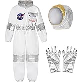 Koatobbor Kids Astronaut Costumes America Spacesuit for Boys Girls Space Jumpsuit Halloween Dress up