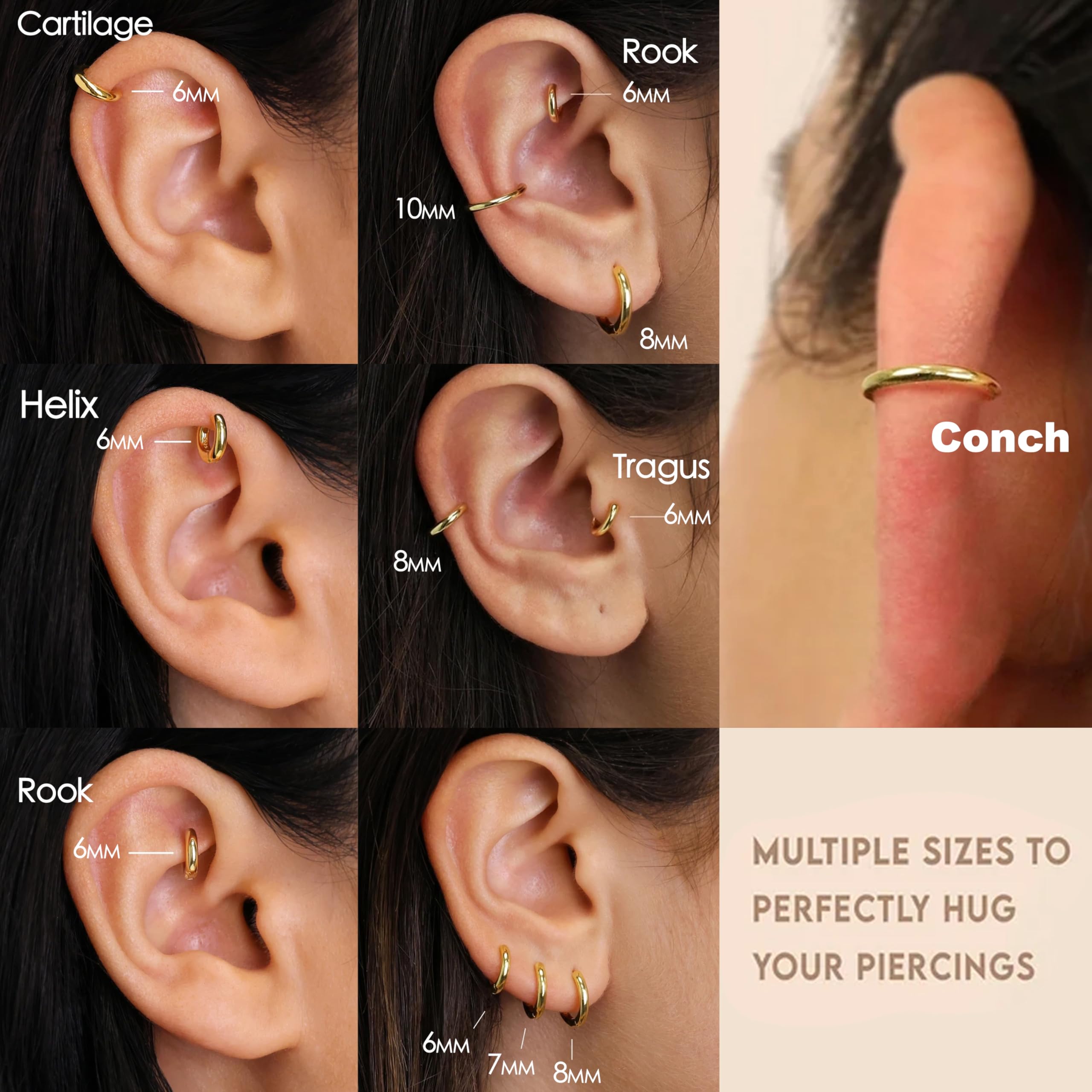 Poxtex Small Gold Huggie Hoop Earrings Set for Women Men Hypoallergenic 14K Plated Stack Cartilage Earrings, Multiple Piercing Lightweight Mini Thin Cute Dainty Trendy Jewelry Set Christmas Gifts for Women