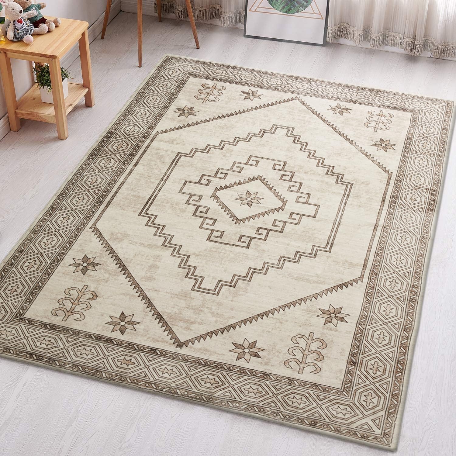 Aspire Homeware Rugs for Bedroom Living Room - Traditional Area Rugs 60x110 cm Radiant Cashmere Style Soft Short Pile Vintage Rug - Carpet for Dining Room Easy To Clean