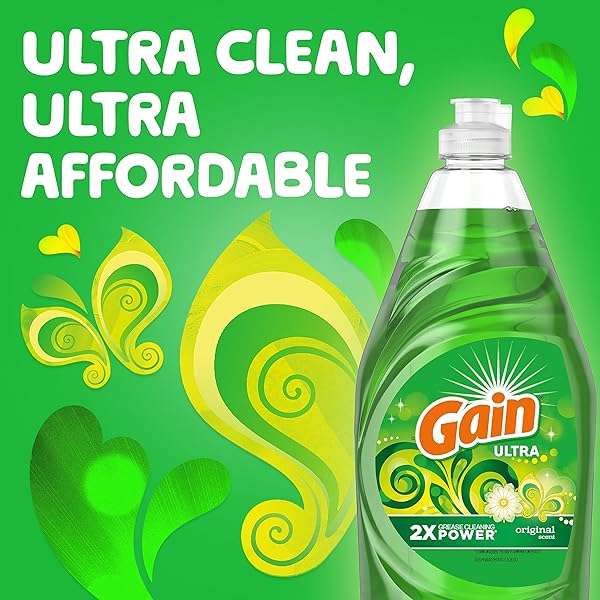 GAIN ULTRA DISHWASHING LIQUID DISH SOAP, ORIGINAL SCENT, 38 FL OZ
