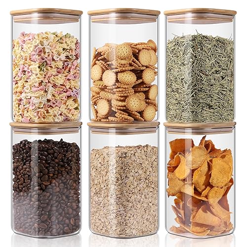 Glass Storage Jars 6 Pack -50oz (10cmx20cm)Clear Glass Food