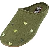 HAFLINGER Fafalline Wool Felt Butterfly Motif Womens Slip On Mule Slippers Unisex