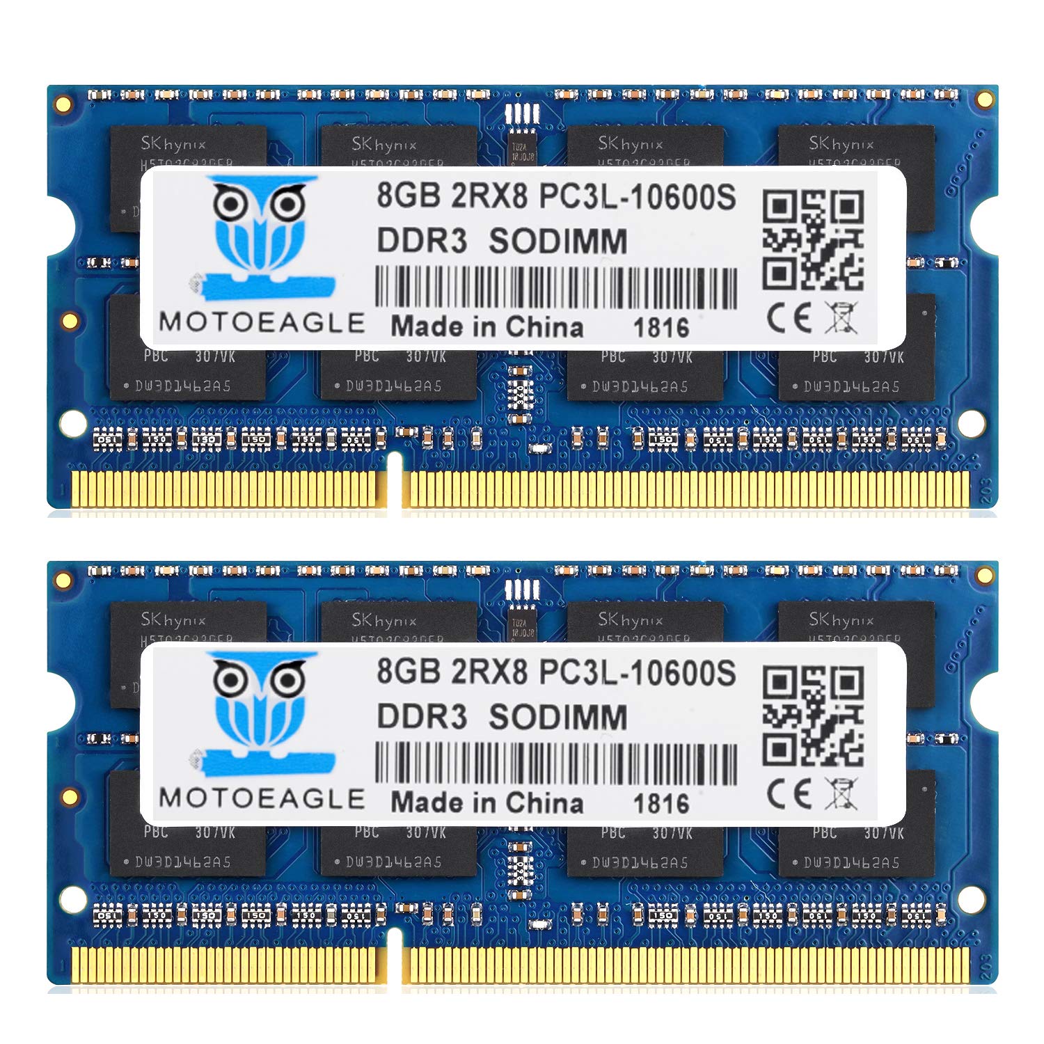 DDR3 1333 SODIMM 16GB Kit (8GBx2) PC3 10600S 8GB DDR3L 1333MHz 2Rx8 PC3-10600 204-pin 1.35V/1.5V Laptop Memory — image 1
