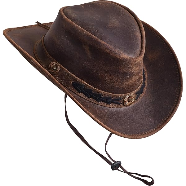Western Cappello Cappello Cowboy In Pelle Australiano - Stile Western, Marrone Chiaro, Leggero E Confortevole Cappello Cowboy Marrone Chiaro - Foto 6