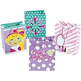 Fun Express 12 Small Spa Party Gift Bags - Spa Party Supplies with Rope Handles 5.5 x 4.5 x 2.5 Inches