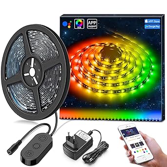 MINGER DreamColor LED Streifen mit eingebautem IC, 3m RGB LED Strips Sync mit Musik, wasserdichte LED Kette mit APP, 5050 fle