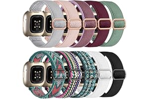 Dirrelo 10 Pack Elastic Band Compatible with Fitbit Sense Bands/Fitbit Sense 2 Bands/Versa 4 Bands/Fitbit Versa 3 Bands for Women Men, Stretchy Solo Loop Nylon Sport Strap for SmartWatch Replacement