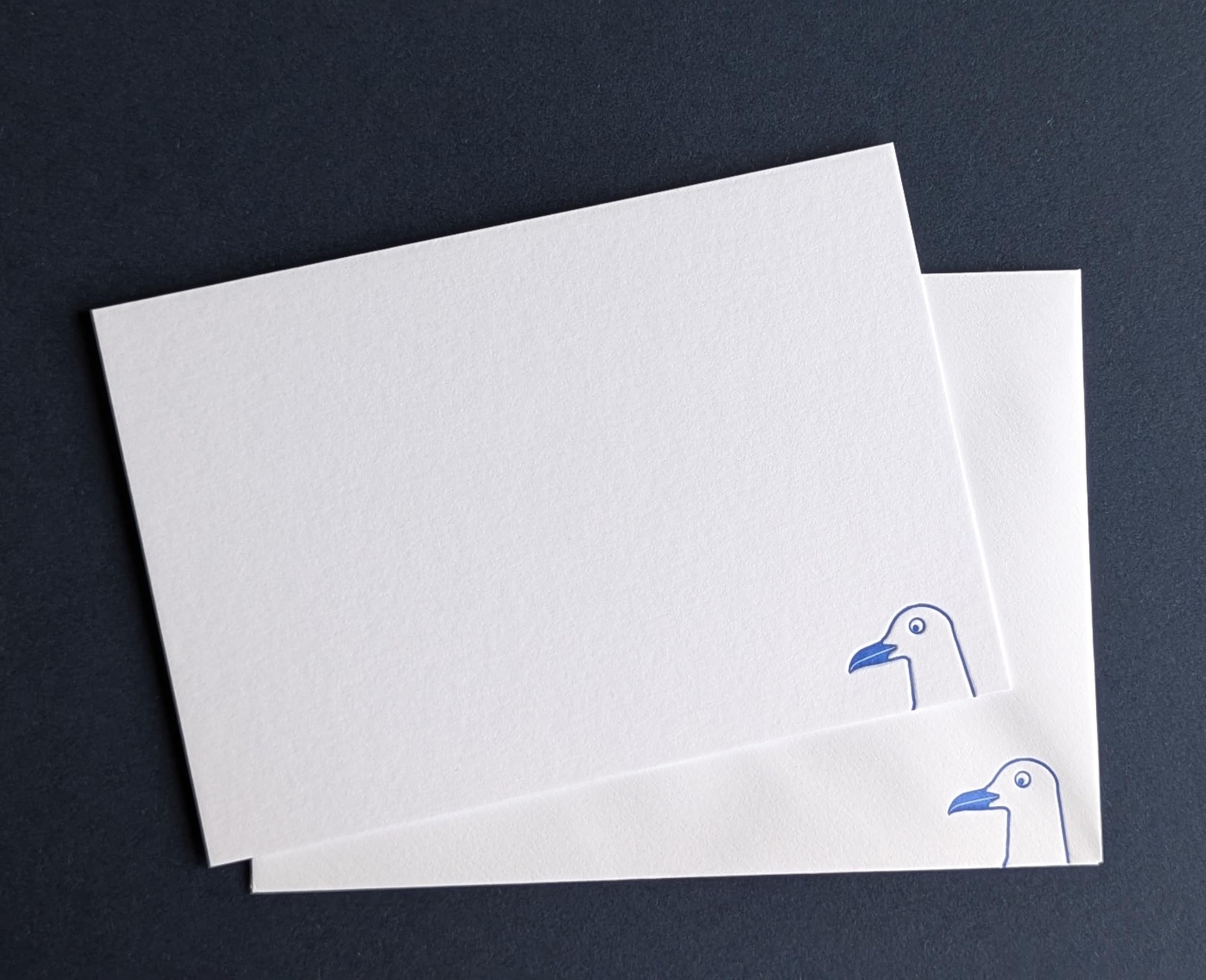 Seagull Letterpress A6 Flat Correspondence Cards/Notecard Set. Pack of 6. Gift.
