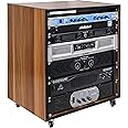 Sound Town DIY 12U Studio Rack with Furniture Grade Walnut Laminate, Rubber Feet, Casters (SDRK-12WN)