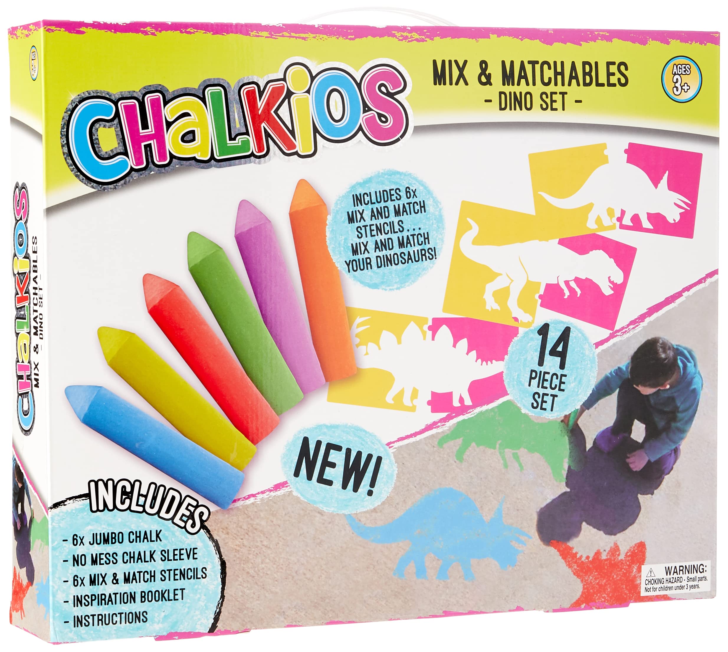 PETERKIN | Chalkios - Sidewalk Chalk | Colourful jumbo chalks and stencils to brighten up the pavement or patio! | Arts & Crafts | Outdoor Toys | Ages 3+