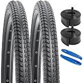 YUNSCM 26" Road Bike Tires 26x1.95/53-559 Foldable Bicycle Tires 2-PCS | 26" Durable Replacement Tires Compatible with 26 x 1.95 Beach Cruise/Street/Commuter Bike Bicycle Tires(Y-1064)