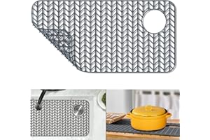 Silicone Sink Protectors for Kitchen, JIUBAR 28.6''x 14.5'' Sink Mat Grid for Bottom of Farmhouse Stainless Steel Porcelain Sink.(Grey)