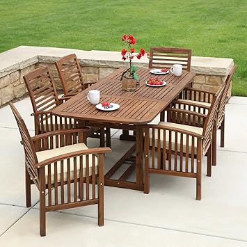 Amazon.com: WE Furniture Solid Acacia Wood 80-Piece Patio Dining Set ...