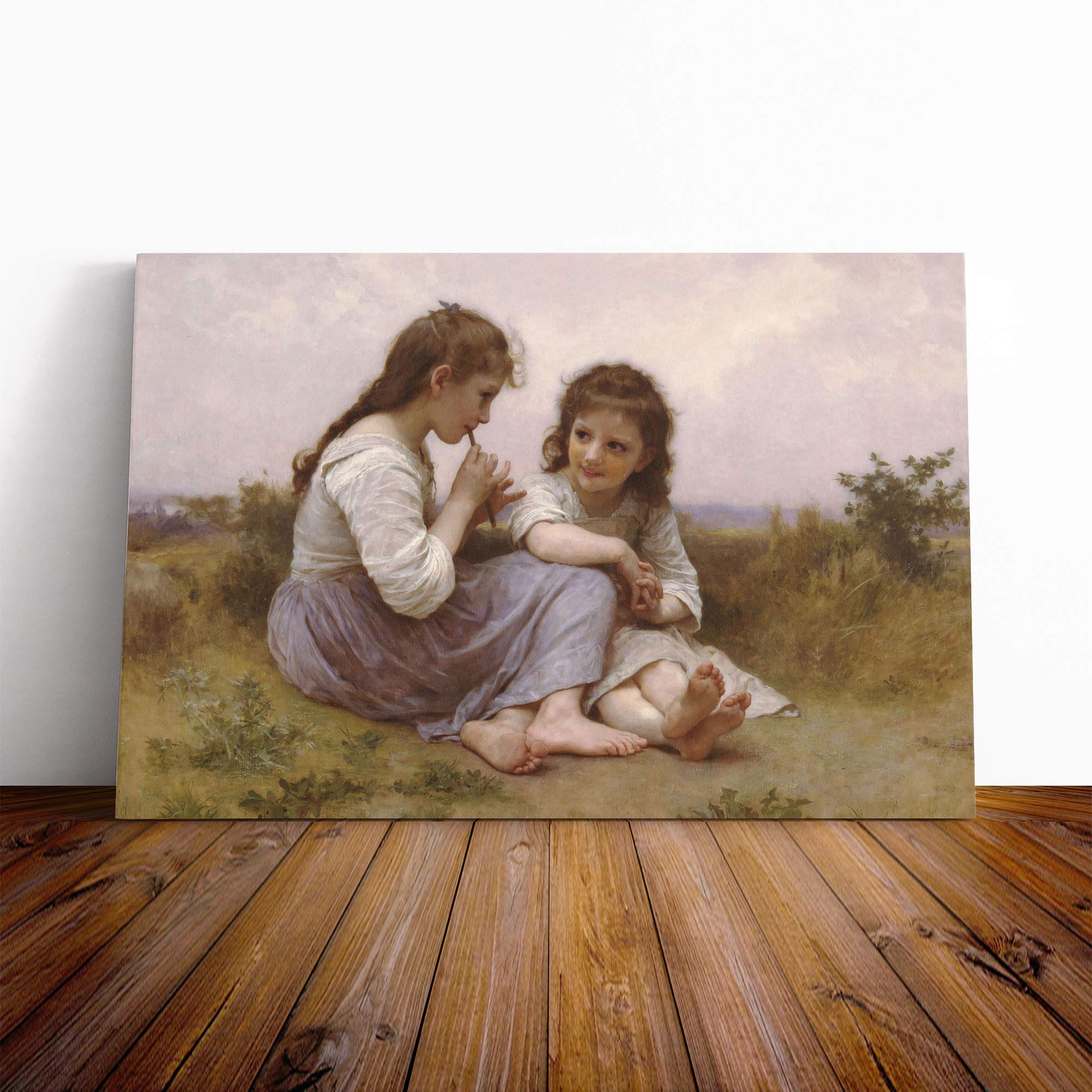 William Adolphe Bouguereau A Childhood Idyll Canvas Print | Gallery Wrapped 30mm Frame Wall Art | 20x14 inches | Ready to Hang | Modern Picture | Living Room Bedroom Lounge Office