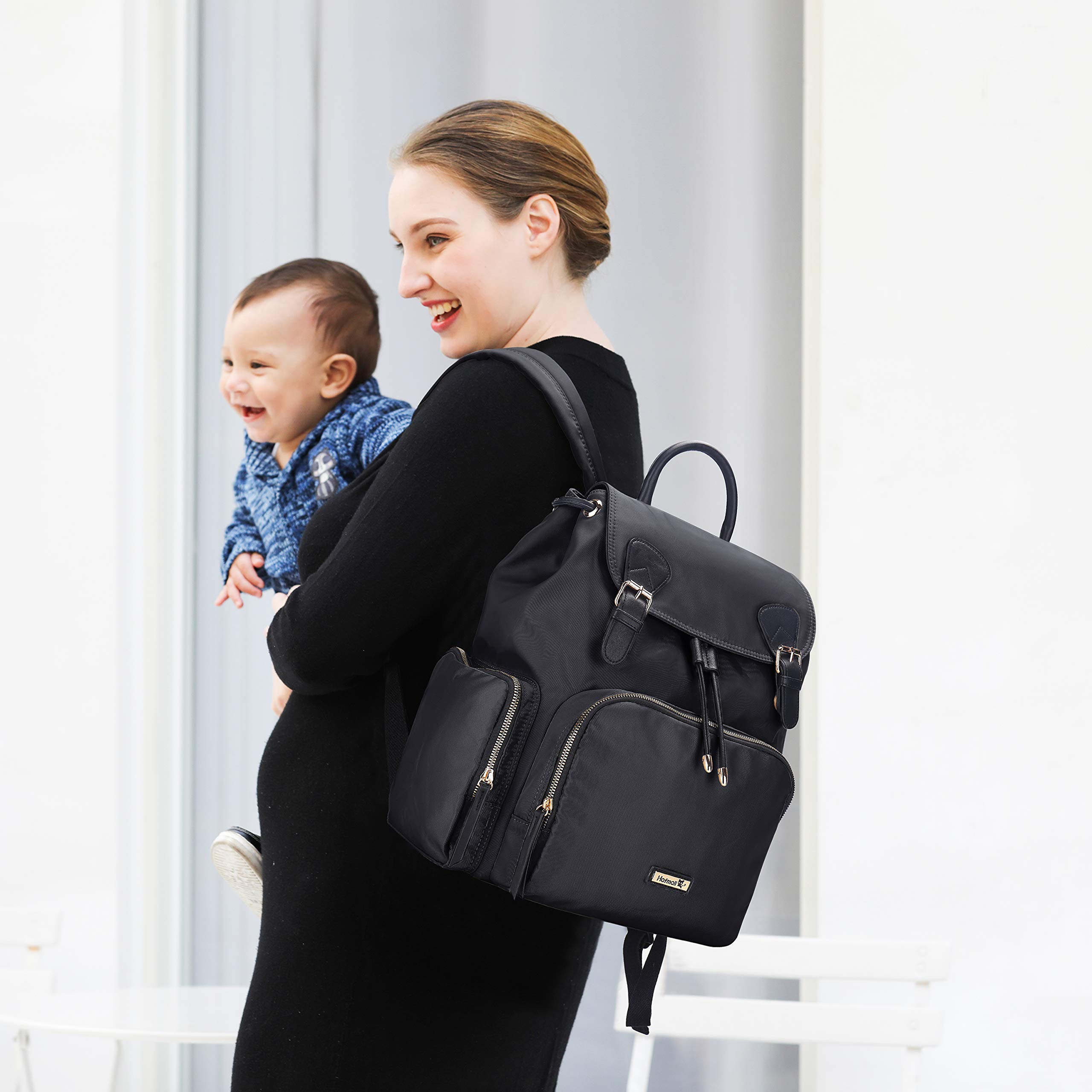 Hafmall Diaper Backpack Diaper Bag with Stroller Hooks, Pañaleras para Bebe, Diaper Backpack for Mom
