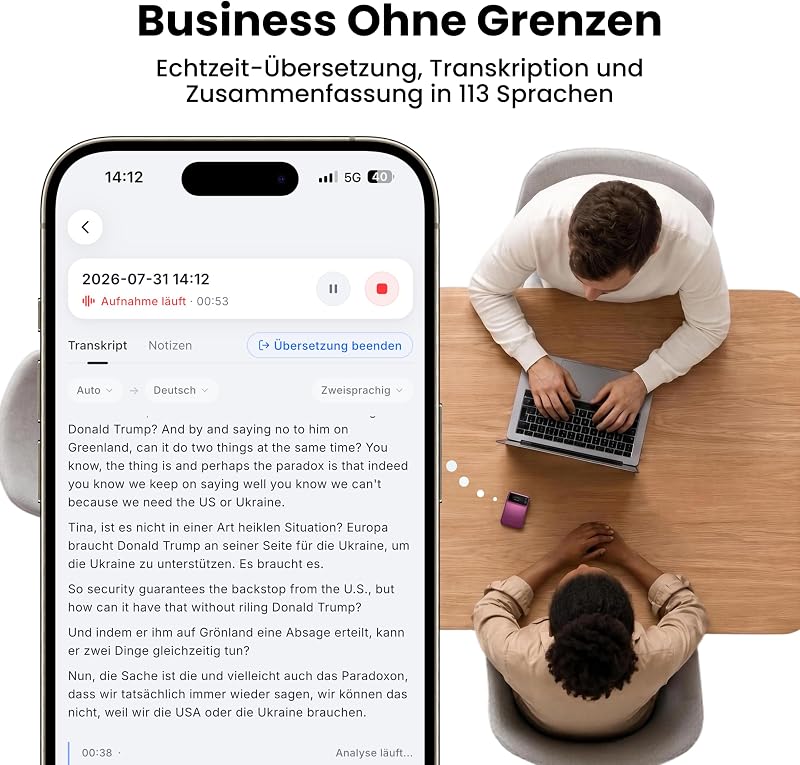 Action Pro KI Diktiergerät, Aufnahmegerät für Notizen, Zusammenfassung — Foto 6 von 8