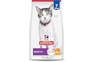 Hill's Science Diet Adult 11+, Senior Adult 11+ Premium Nutrition, Dry Cat Food, Chicken Recipe, 7 lb Bag