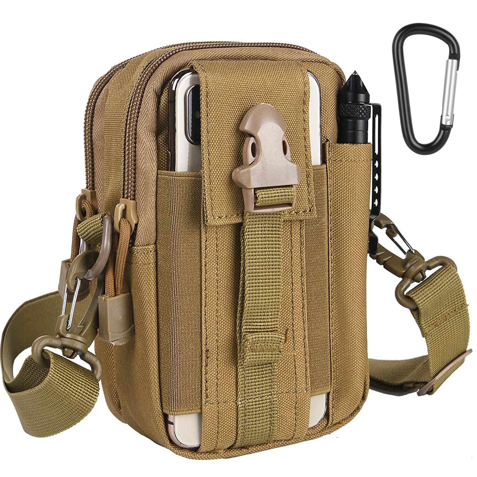 flintronic Tactical Waist Bags, Universal Outdoor Waist Bag | Molle EDC Pouch + Outdoor Hook | Utility Gadget Waist Bag with Cell Phone Holster for Sports, Hiking, Camping, Traveling