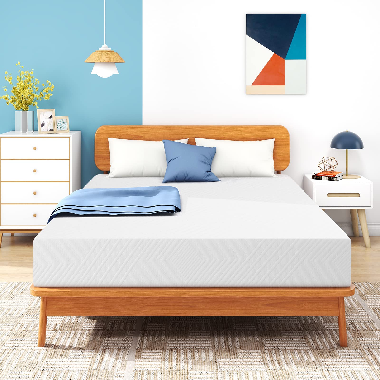 EGO Memory Foam Mattress, 10 inch Medium Firm Mattress Bed in a Box Green Tea and Cooling Gel Infused CertiPUR-US Certified, Made in USA (King) Image EGO Memory Foam Mattress, 10 inch Medium Firm Mattress Bed in a Box Green Tea and Cooling Gel Infused CertiPUR-US Certified, Made in USA (King) Image