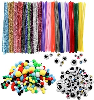 TOAOB 320 Stück Pfeifenreiniger Chenilledraht Pompons und Selbstklebend Wackelaugen für Handwerk Dekoration