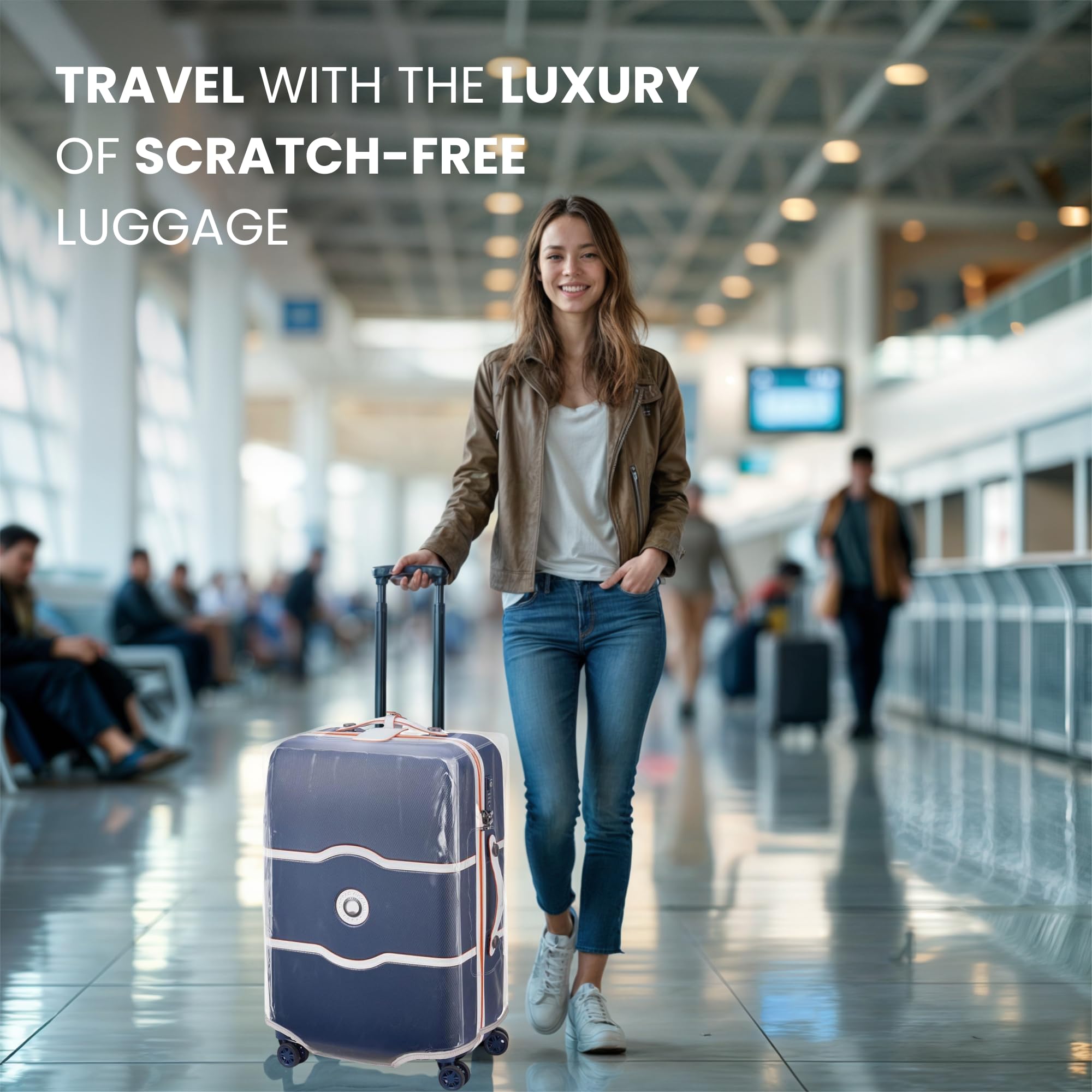 Premium Clear Suitcase Covers | TSA Approved | Handle Openings on L&R | 28in Luggage Protector
