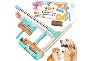 HOMAGICO 5 PCS Pet Hair Removal Tool, Roller Dog Hair Removers for Couch, Retractable Pet Hair Carpet Scraper Rack, Reusable Cat Hair Remover for Bed, Rugs, Stairs, Furniture